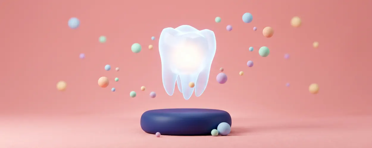 Tooth hologram above a pedestal