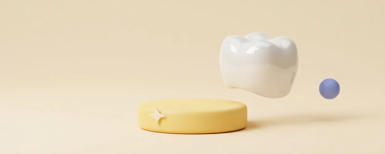 Ceramic crown on a yellow podium